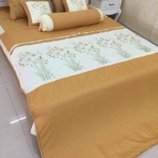 Set Satin lụa thêu hoa 7 món