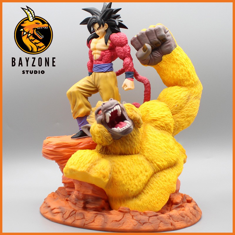 Mô hình songoku super saiyan 4 với khỉ đột vàng