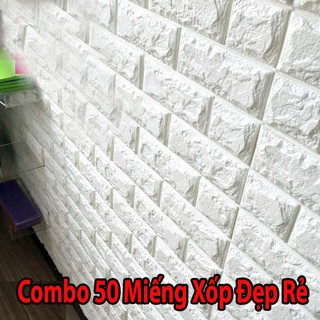 Xốp Dán Tường 3D Giả Gạch, Combo 50 Tấm Đẹp Rẻ