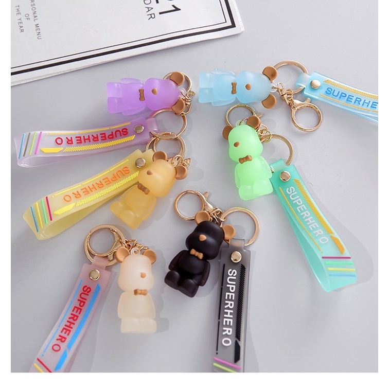 Móc khóa gấu Bearbrick Hàn quốc hoạt hình dễ thương đủ màu sắc hot trend tiktok
