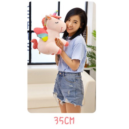 Gấu bông unicorn - thú bông ngựa Pony 1 sừng size 35 cm