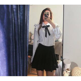ÁO SƠ MI PHỐI REN KÈM NƠ