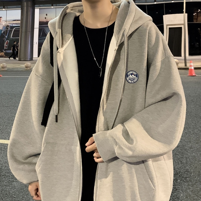Áo khoác hoodie có khóa kéo in họa tiết độc đáo thời trang mùa thu cho nam