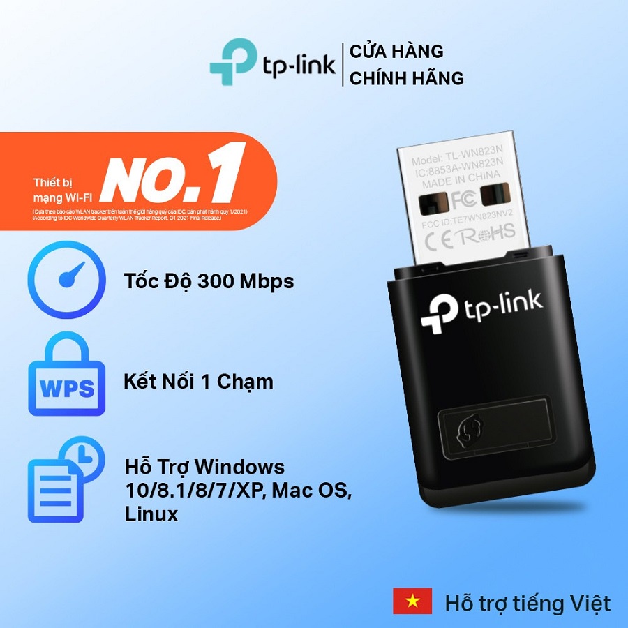 Bộ Chuyển Đổi USB Wifi TP-Link TL-WN823N Chuẩn N 300Mbps - Sản phẩm chính hãng