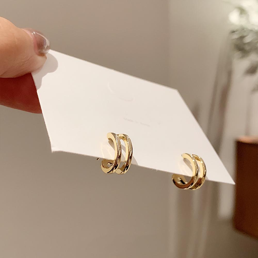 Khuyên Tai Hợp Kim Hình Chữ C Phong Cách Hàn Quốc Cổ Điển Dành Cho Nữ