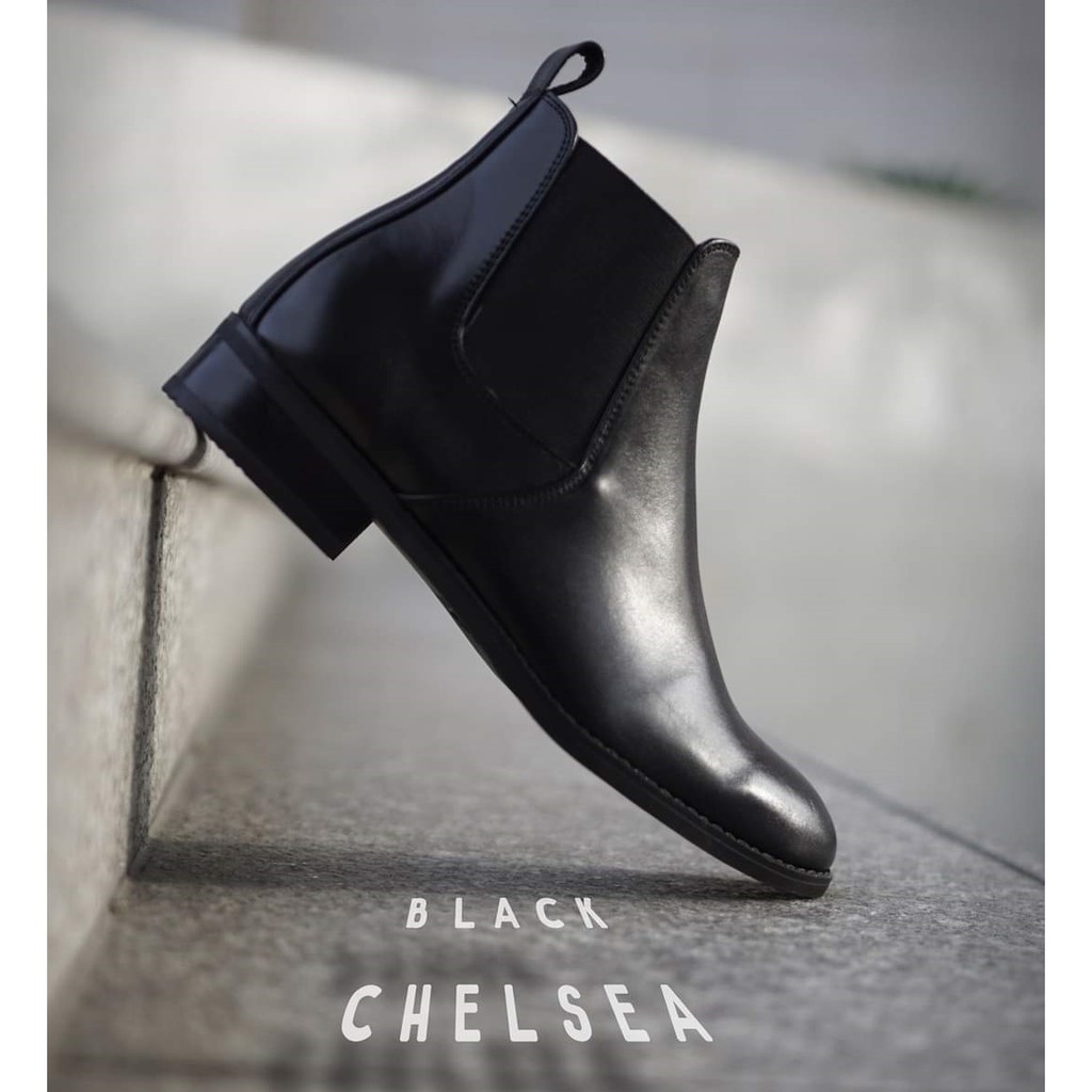 Giày Nam Chelsea Boot Cao Cổ Cao Câp UDANY - GCN08 - Da Bò Thật Trơn Xịn Không Nhăn Màu Đen