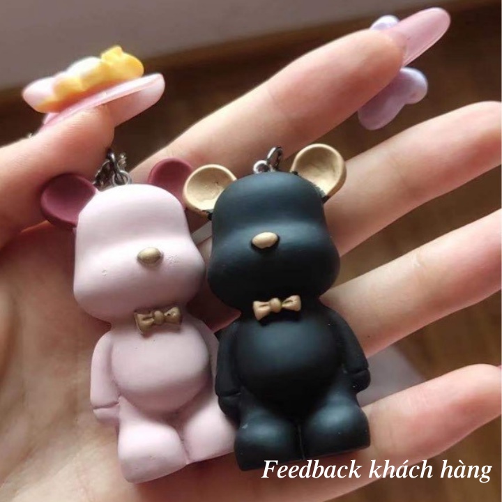 Móc khóa gấu Hàn Quốc Bearbrick dễ thương đủ màu sắc dùng làm móc treo, phụ kiện túi xách