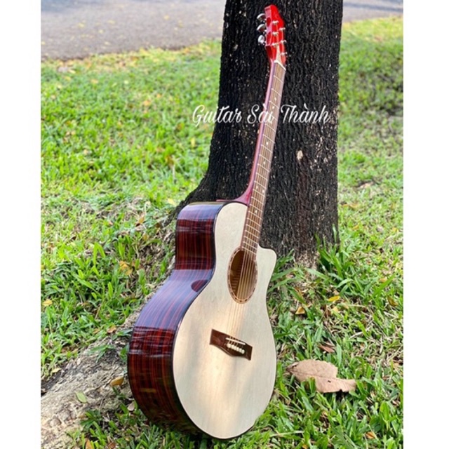 Đàn Guitar Acoustic ST.Real Guitar Sài Thành Mã X1 gỗ POLYWOOD EBONY vân gỗ thật kích thước full size