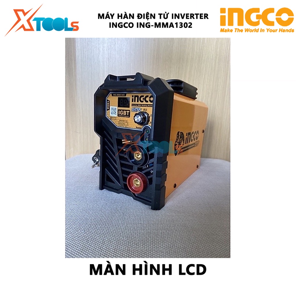 Máy hàn điện tử INGCO ING-MMA1302 | máy hàn que Công nghệ IGBT Inverter, Kèm theo 1 kèm hàn , kèm Max 1 cây chổi và 1 mặ