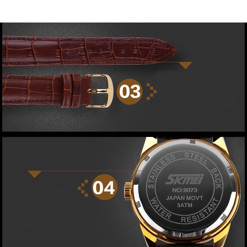[Trợ Giá] Đồng hồ nam SKMEI 9073 dây da cao cấp sang trọng lịch lãm | BigBuy360 - bigbuy360.vn