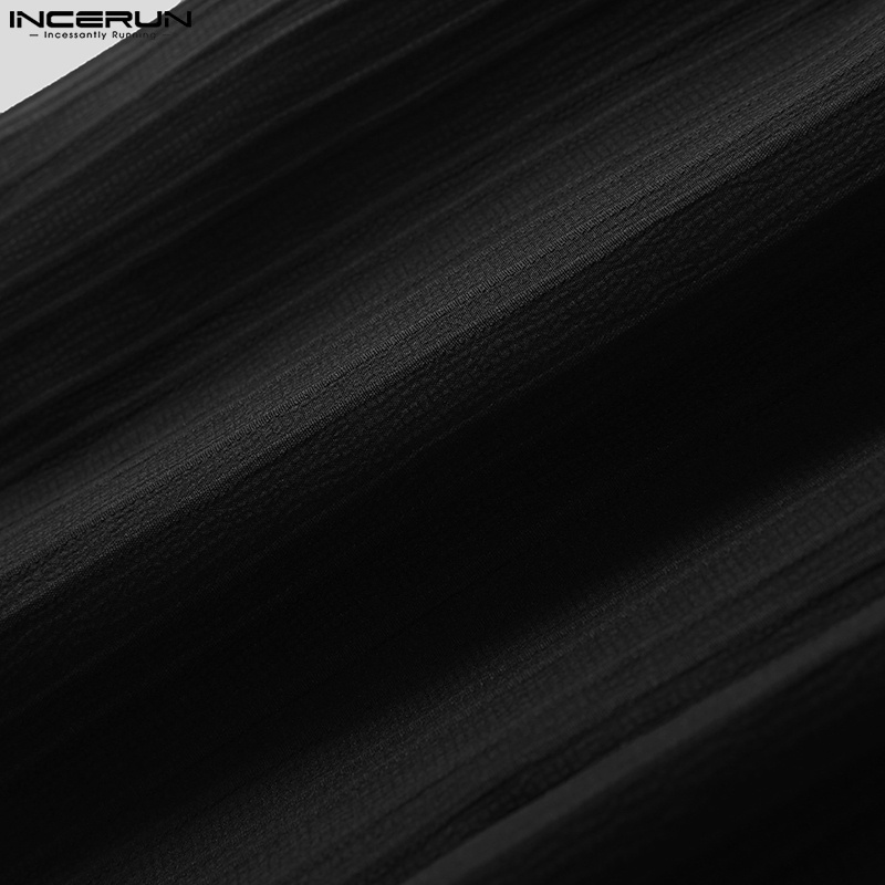 Bộ áo sơ mi dài tay và quần dài lưng thun INCERUN thời trang nam tính