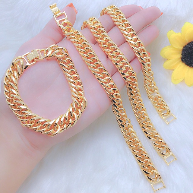 Lắc tay nam nữ kiểu xích dát vàng 18k