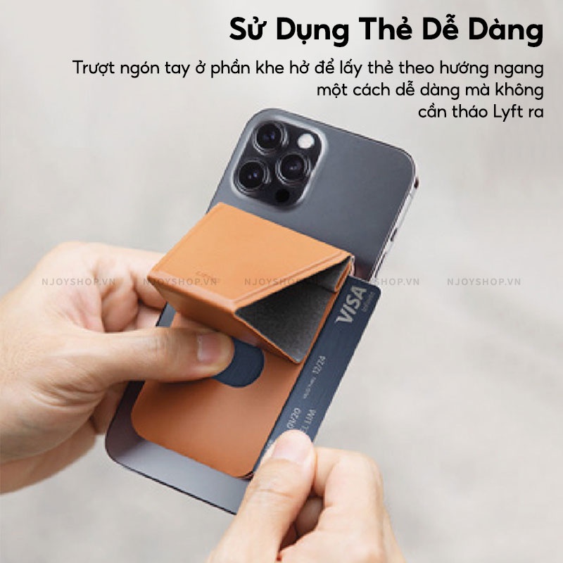 Ví Đựng Thẻ Uniq Lyft Hỗ Trợ Hít Nam Châm Từ Tính Không Dây Kiêm Giá Đỡ Da Tổng Hợp Tặng Miếng Dán Nam Châm Njoyshop