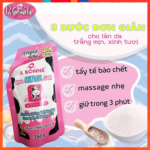 Muối Tắm Sữa Bò ⚡⚡ Thái Lan Tẩy Tế Bào Chết Tẩy Da Chết Body A Bonne Spa Milk Salt Cho Làn Da Mịn Màng 350g