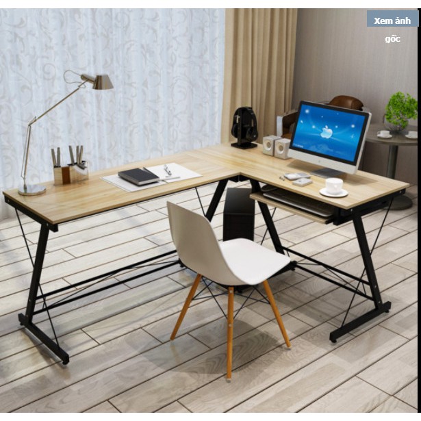 Bàn Gaming Máy Tính, Bàn Chữ L - KORE - Gỗ MDF Chống Xước Khay Bàn Phím, Giá Để PC, Bàn Làm Việc Chân Chéo KT 110x120cm