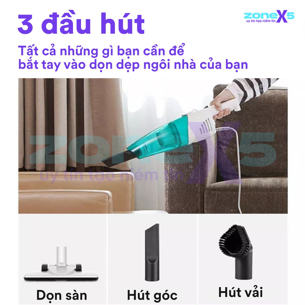 Máy hút bụi mini cầm tay siêu mạnh mẽ Xiaomi Deerma DX128C - Lực hút lớn 16000Pa, nhỏ gọn