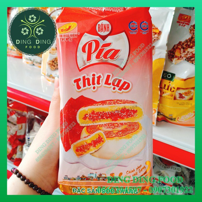 Bánh Pía Thịt Lạp 400g [4 BÁNH] Tân Huê Viên| Pía Mặn| Đặc Sản Sóc Trăng| Pía Đậu Xanh Thịt Lạp - DING DING FOOD