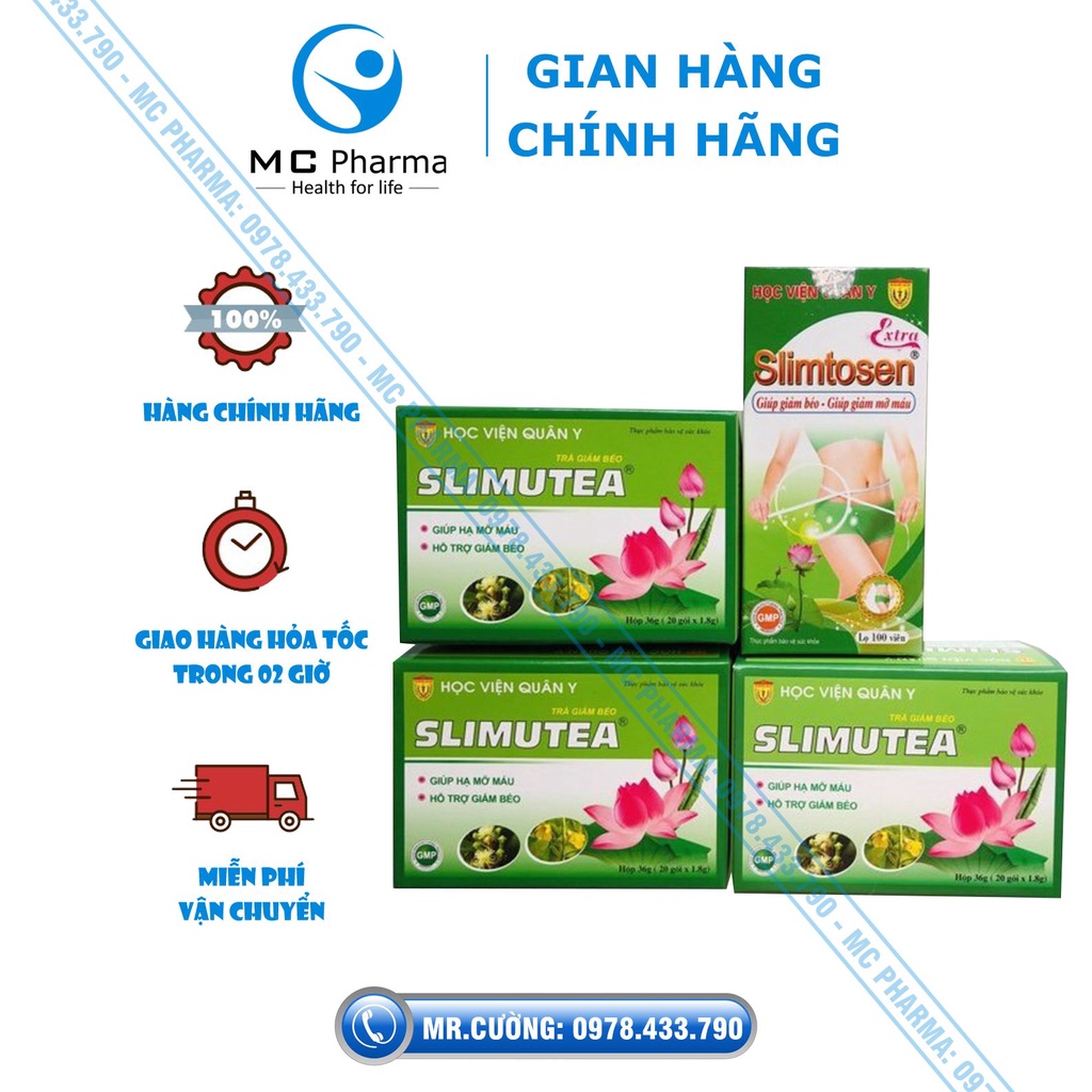 {Chính Hãng} Combo bộ 02 sản phẩm hỗ trợ giảm cân (01 hộp Slimtosen extra và 03 hộp trà Slimutea)