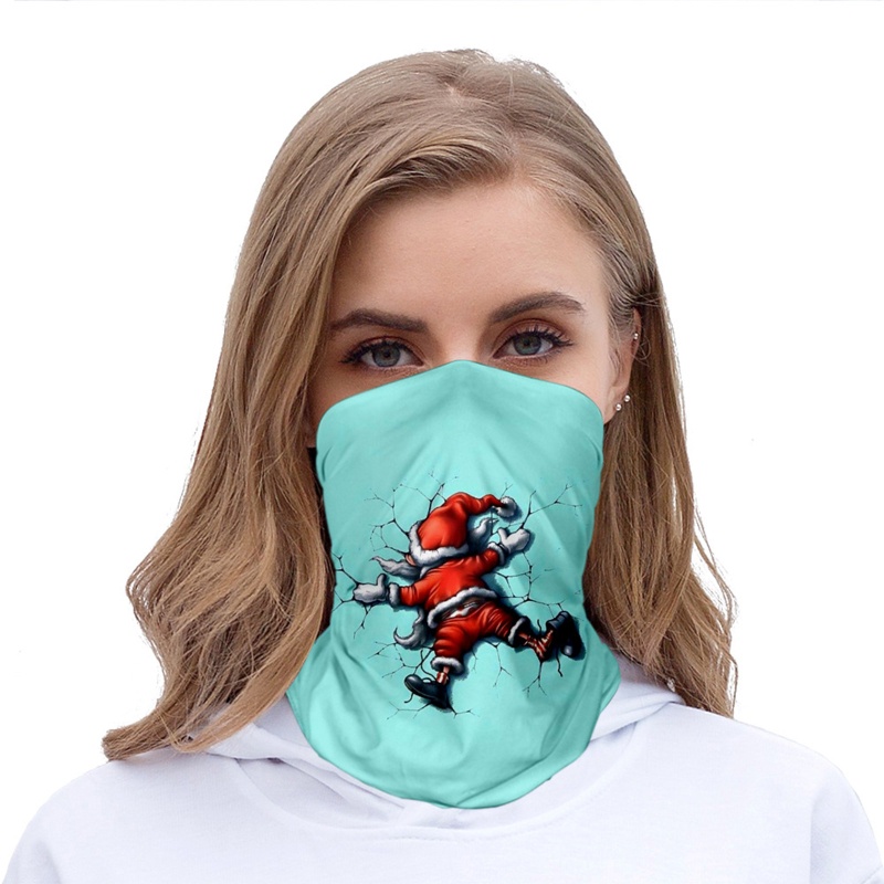 Khẩu Trang Che Mặt Và Cổ Chống Bụi In Họa Tiết Đầu Lâu Ông Già Noel 3D Vui Nhộn Cho Nam Và Nữ