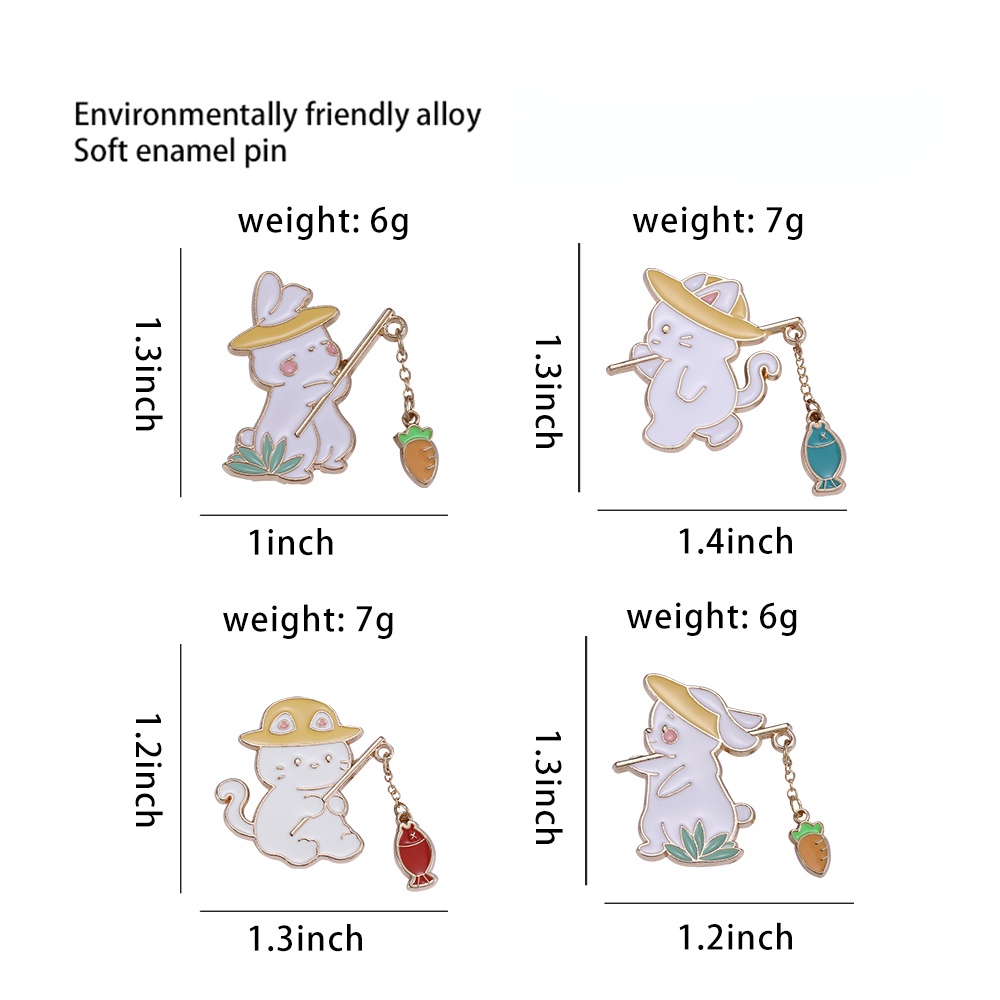 Huy Hiệu Cài Áo Hợp Kim Hình Mèo / Thỏ / Cà Rốt Hoạt Hình Dễ Thương