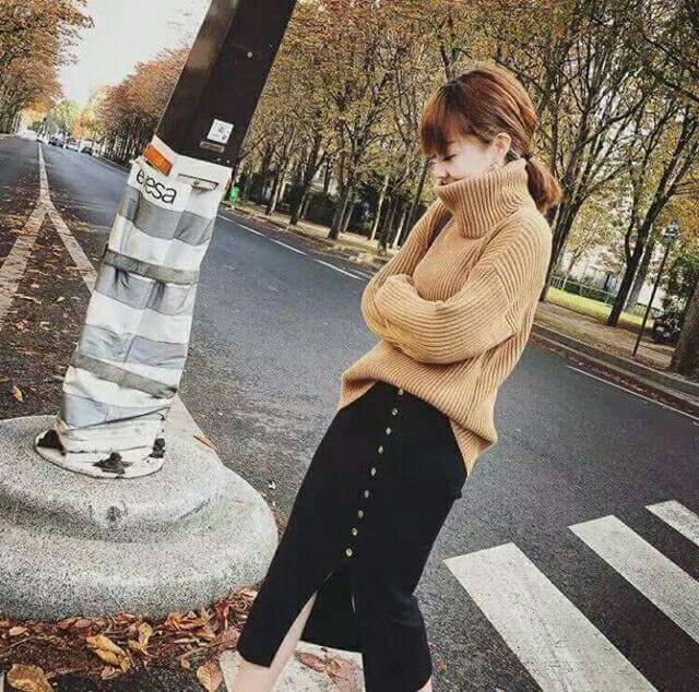 Chân váy len dáng dài,xẻ trước, khuy đính có sẵn 4 màu | BigBuy360 - bigbuy360.vn