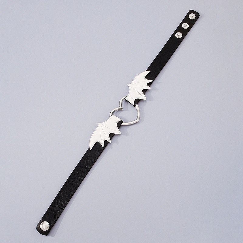 Vòng Cổ Choker Da Mặt Hình Trái Tim Đôi Cánh Phong Cách Gothic Punk Cho Nữ