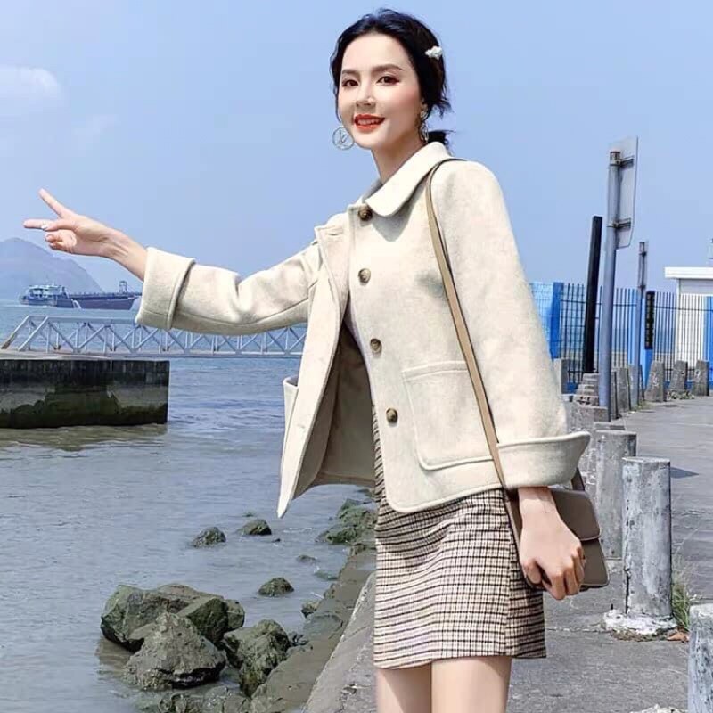 Set khoác dạ mũ mix chân váy kẻ caro “ hình thật đầu tiên””