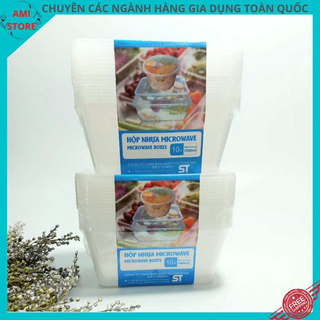 {GÍA SỐC} Combo 10 hộp nhựa đựng thực phẩm Microwaves boxes sử dụng được trong lò vi sóng