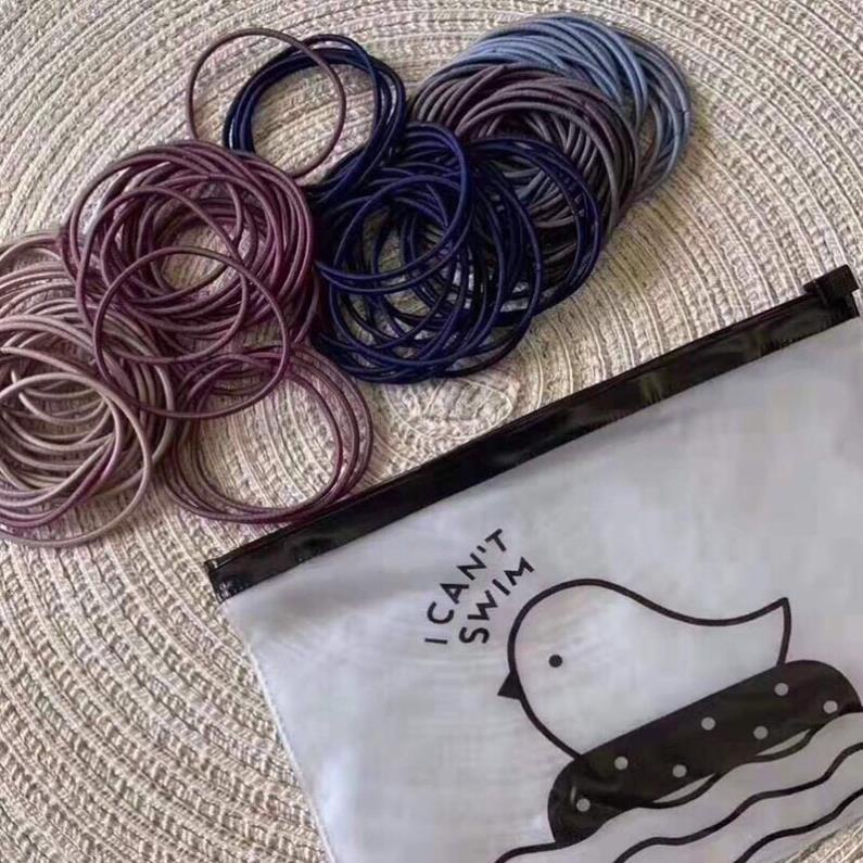 Set 100 Chun Buộc Tóc Kèm Túi Zip Tiện Lợi Phong Cách Hàn Quốc