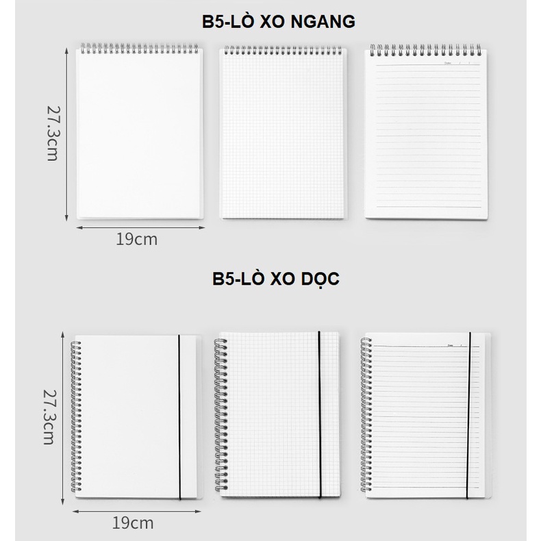 [Colorfulshop] Sổ lò xo thiết kế đơn giản khổ A6/A5/B5