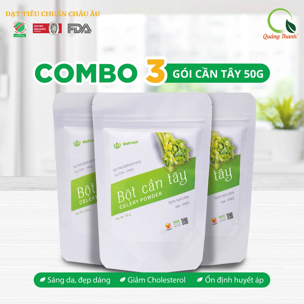 Combo Gói Bột Cần Tây Quảng Thanh 50g - Sáng da, đẹp dáng, detox cơ thể