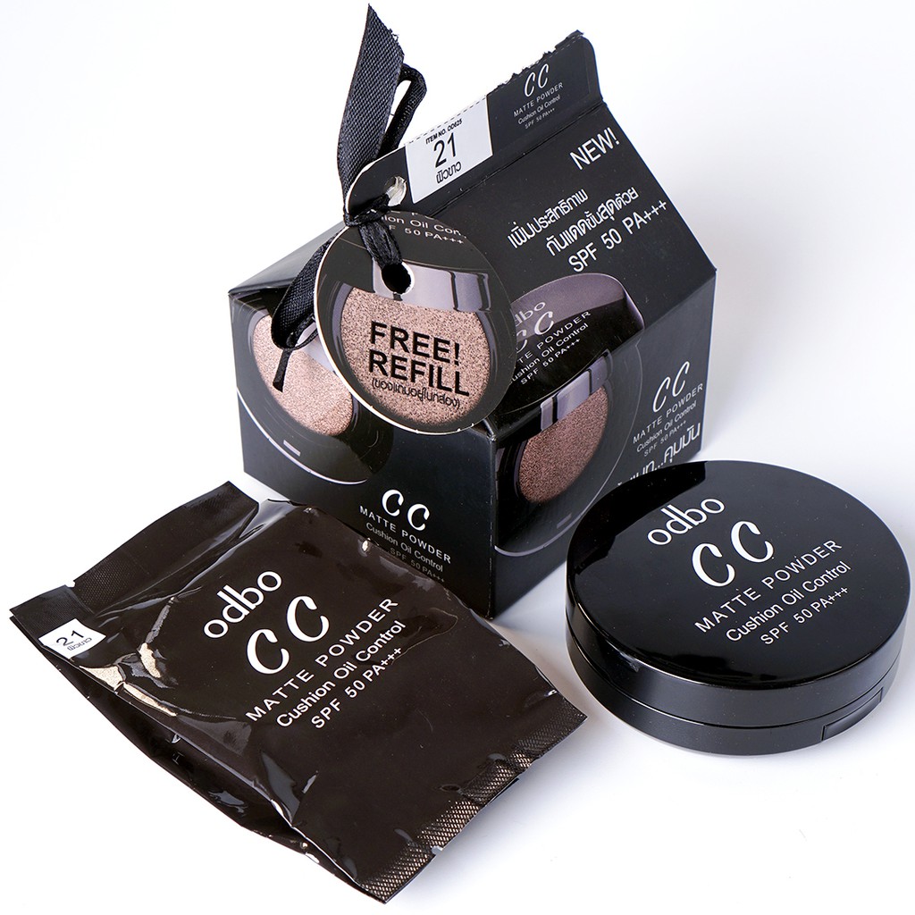 ✦GH✦ Phấn nước kiềm dầu CC Odbo Cushion Matte Powder Oil Control Thái Lan 14g - Kèm lõi 21.Tone trắng sáng