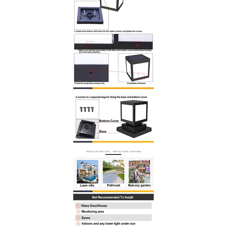 Đèn Led Năng Lượng Mặt Trời Chống Thấm Nước Gắn Tường Trang Trí Sân Vườn