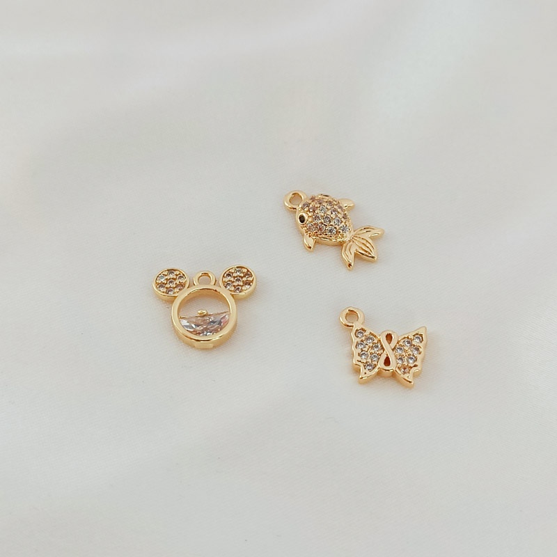 Mặt Dây Chuyền/Dây Chuyền/Vòng Tay/Dây Chuyền Thủ Công Bằng Đồng 14K Đính Đá Zircon Hình Động Vật Nhiều Màu Sắc
