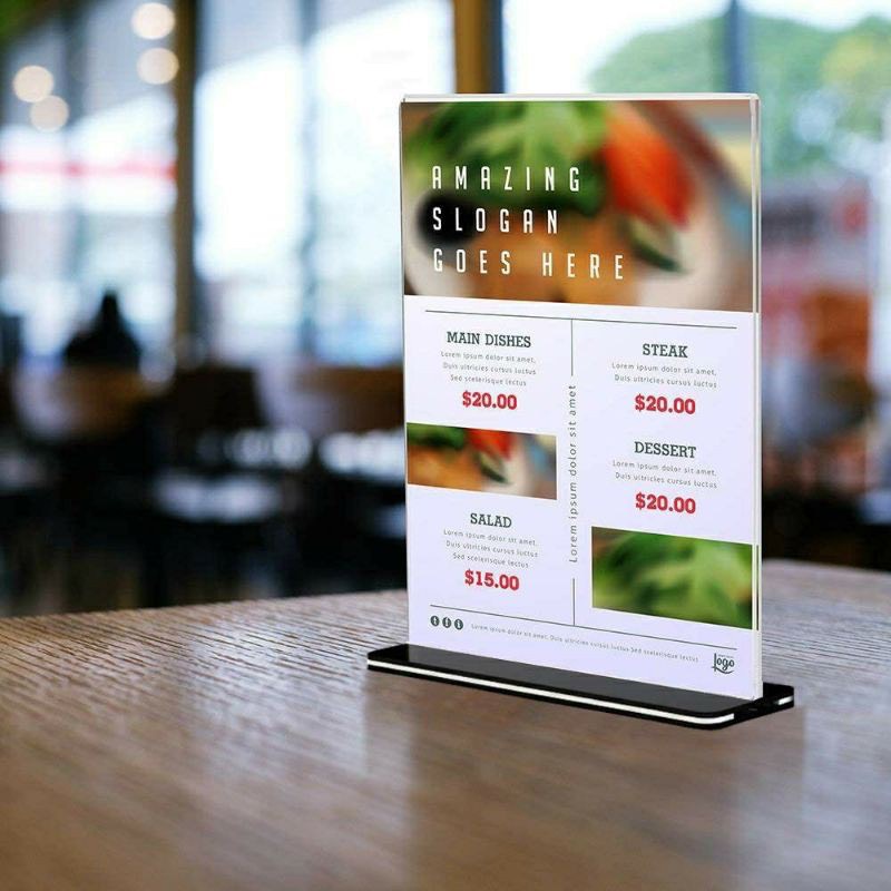 Menu mica đủ kích thước A4,A5,A6, A7,B6 Kệ menu đế lùa trong suốt, bảng mica đẹp