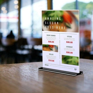 Menu mica đủ kích thước A4,A5,A6, A7,B6 Kệ menu đế lùa trong suốt, bảng mica đẹp