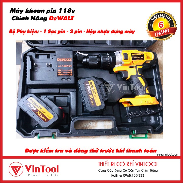 Máy khoan và vặn vít 2 pin 5.0Ah 118V - Ảnh thật