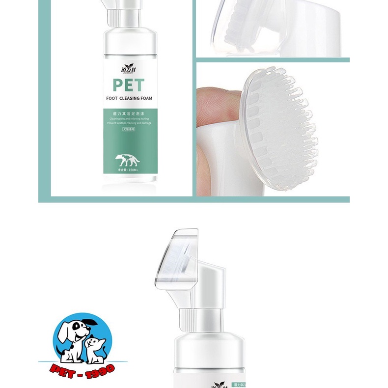Dung Dịch Rửa Bàn Chân, Bọt Rửa Vệ Sinh Bàn Chân Chó Mèo 150ml Có Bàn Chải Giúp Khử Mùi Hôi Và Dưỡng Ẩm Hiệu Quả