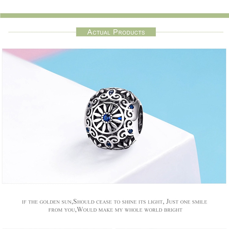 Phụ Kiện Hạt Trang Sức Bamoer SCC1119 Bằng Bạc S925 Đính Đá CZ Hình Quả Cầu Rỗng Tinh Tế Dùng Làm Trang Sức DIY