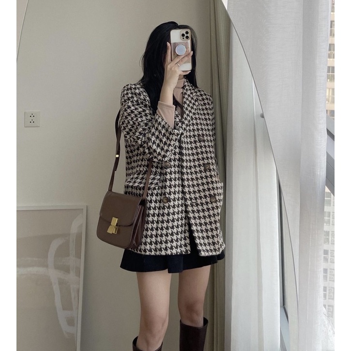 Áo khoác DẠ KẺ hoạ tiết ZICZAC (6 cúc) | BigBuy360 - bigbuy360.vn