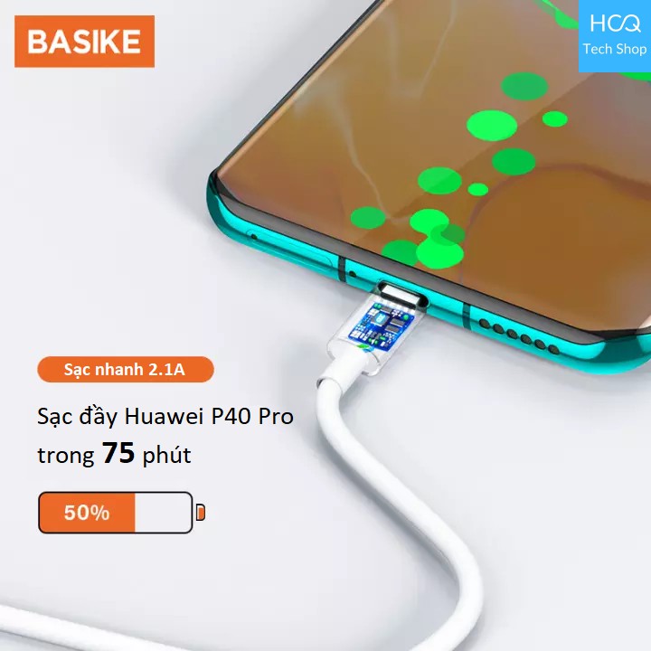 Cáp sạc nhanh Lightning 2.1A BASIKE