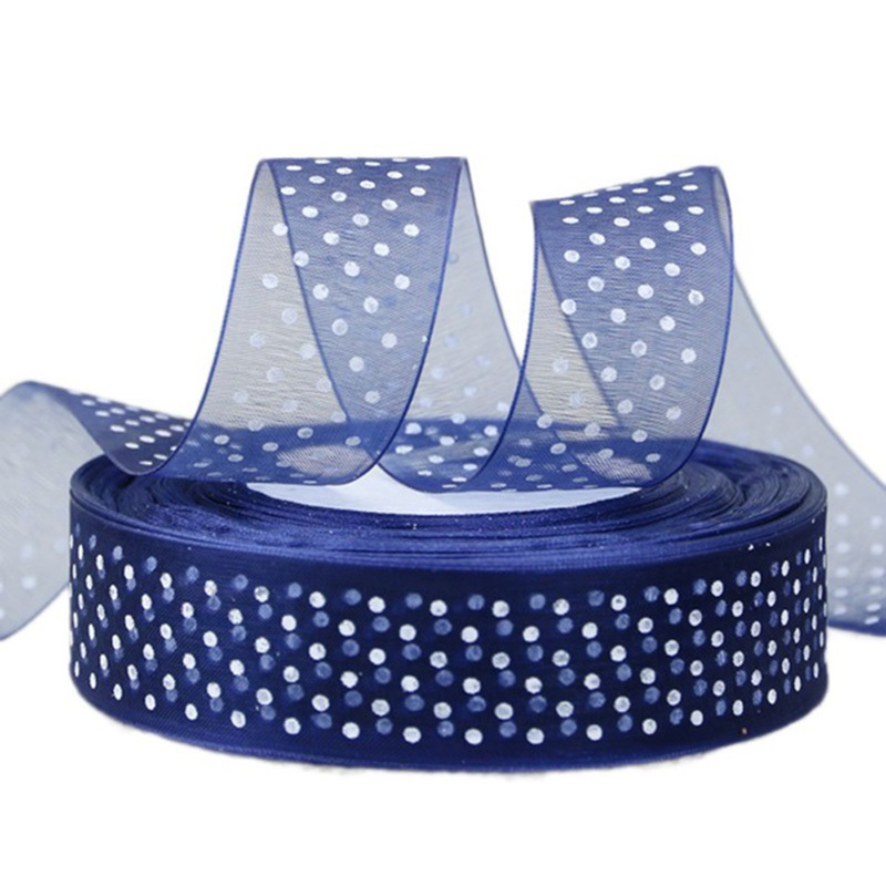 Cuộn Dây Ruy Băng Họa Tiết Chấm Bi 25mm Dài 50 Yards