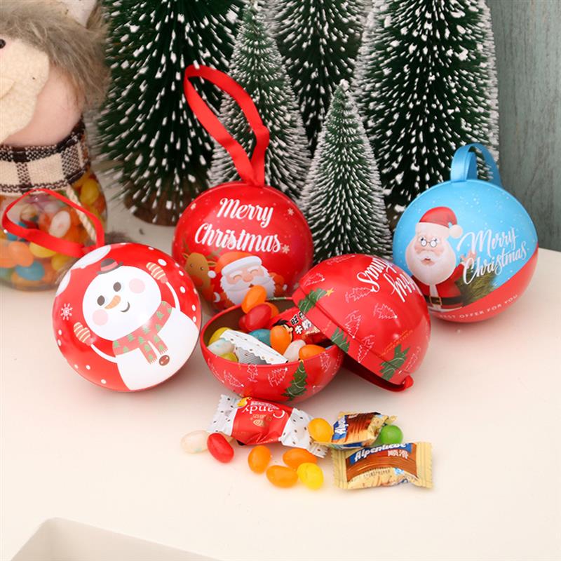 Christmas Candy Box/ Iron Storage Jar Candy Box /Xmas Tree Round Ball /Christmas Tree Decor Party Favor Gift