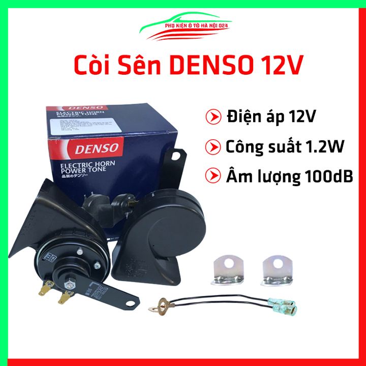 Bộ 2 còi sên DENSO kèn xe hơi 12V có sẵn dây âm lượng chuẩn dùng cho xe máy ô tô