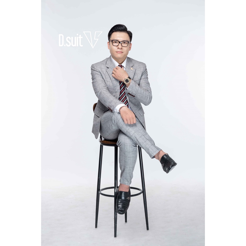 Vest nam Hàn Quốc from 1 cúc dáng trẻ trung mẫu kẻ karo-Shop Suit