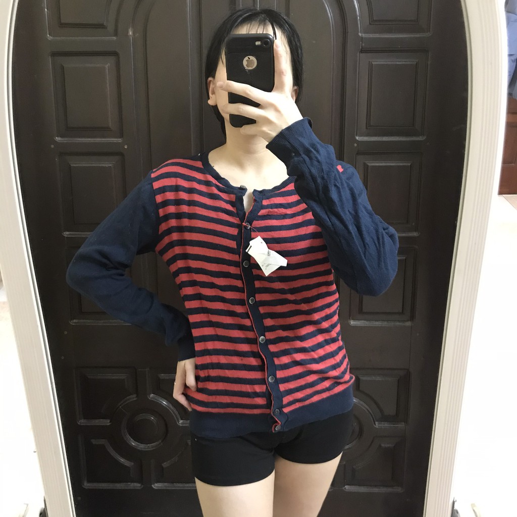 Áo khoác len Cadigan len kẻ Size M hiệu Niko and ...