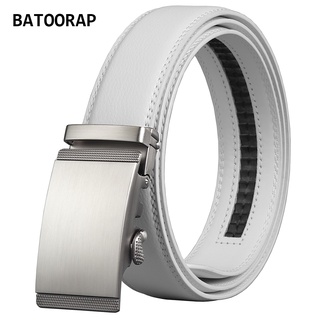 Dây Thắt Lưng Da Thật Màu Trắng Có Khóa Kim Loại Tự Động 35Mm Z14P13B Cho Nam