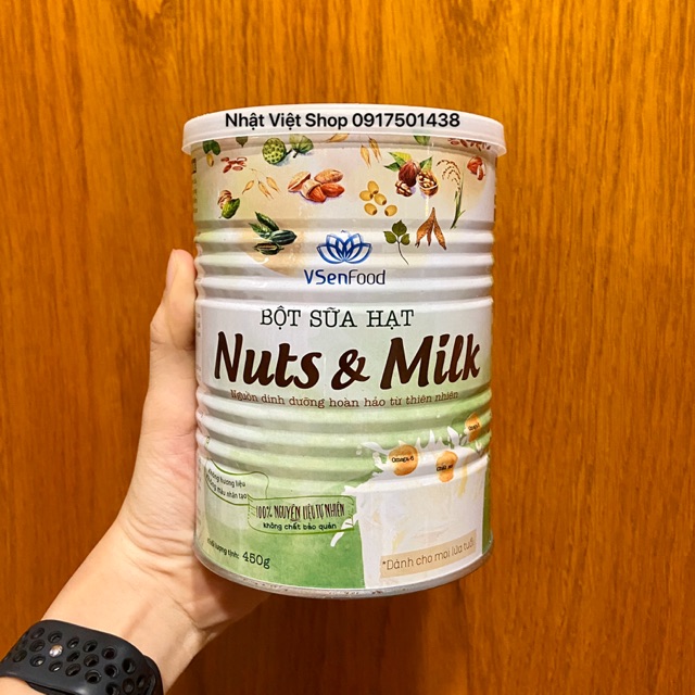 [Mã GROSALE2703 giảm 8% đơn 250K] Bột sữa hạt VSenFood Nuts &amp; Milk 450g (Date: T8/2022)