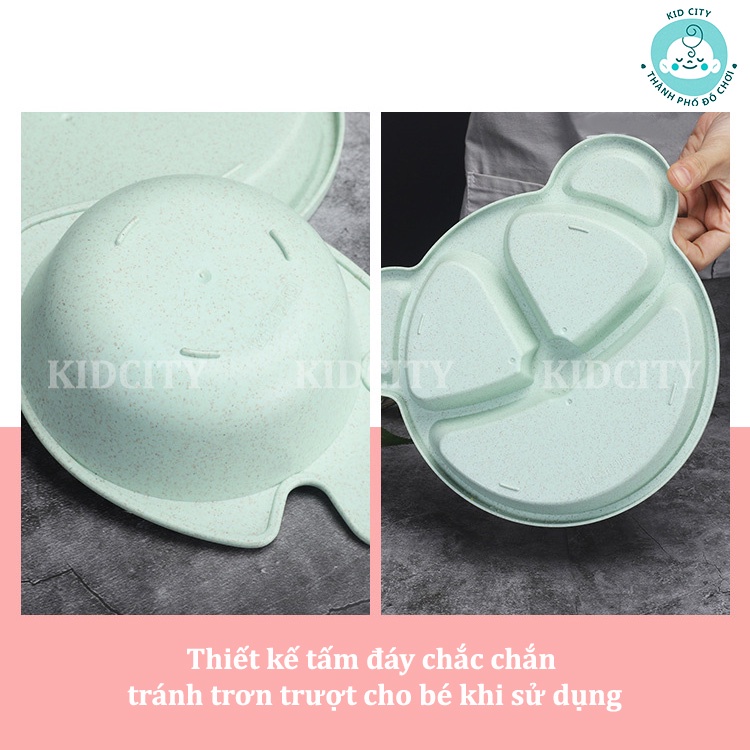 Set Khay Ăn Dặm Lúa Mạch Kiểu Nhật, Khay Ăn Dặm Cho Bé Chất Lượng Hình Gấu Đáng Yêu