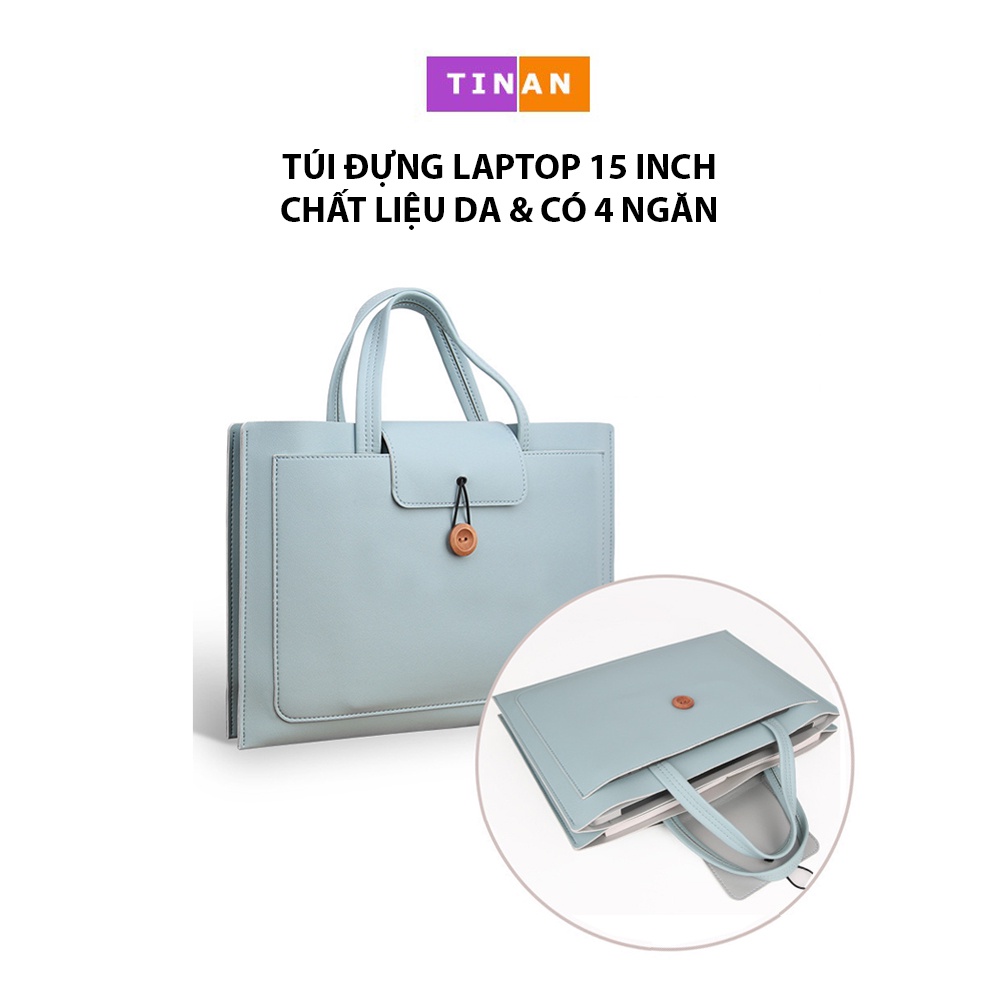 Túi Đựng Laptop 15inch Chất Liệu Da, 4 Ngăn, Thanh Lịch Cho Nam Và Nữ